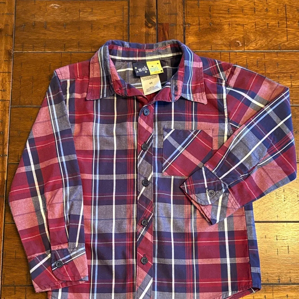 Mick/Mack Plaid Shirt & Old Navy Cardigan Bundle - Boys 4T
